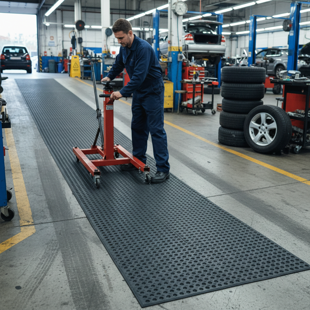 Premium Heavy-Duty Broad-Ribbed Vinyl Matting for Industrial and Commercial Use - Excellent Slip Resistance and Durability