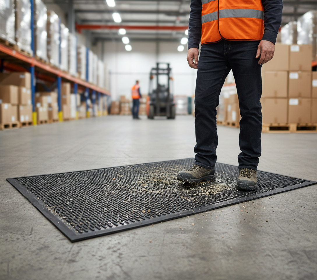 Premium Rubber Scraper Mat - Non-Slip Safety, Durable Multi-Purpose Mat for Outdoor and Kitchen Use