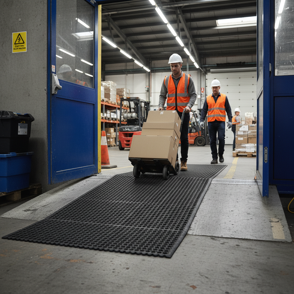 Premium Anti-Slip Rubber Mat - High-Performance Floor Protection with Integrated Drainage System for Heavy Traffic Areas