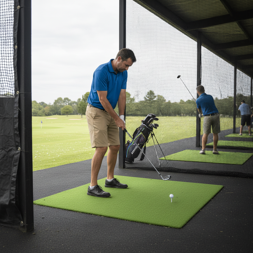 Premium Non Infill Artificial Grass for Golf Tees and Driving Ranges - Durable Nylon Construction with 32mm Pile Height