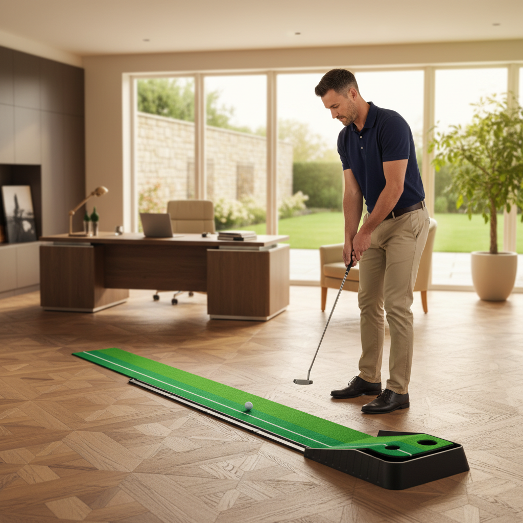 Premium Dual-Speed Golf Putting Mat with Built-in Ball Return - 300mm x 3m Non-Slip Training Surface