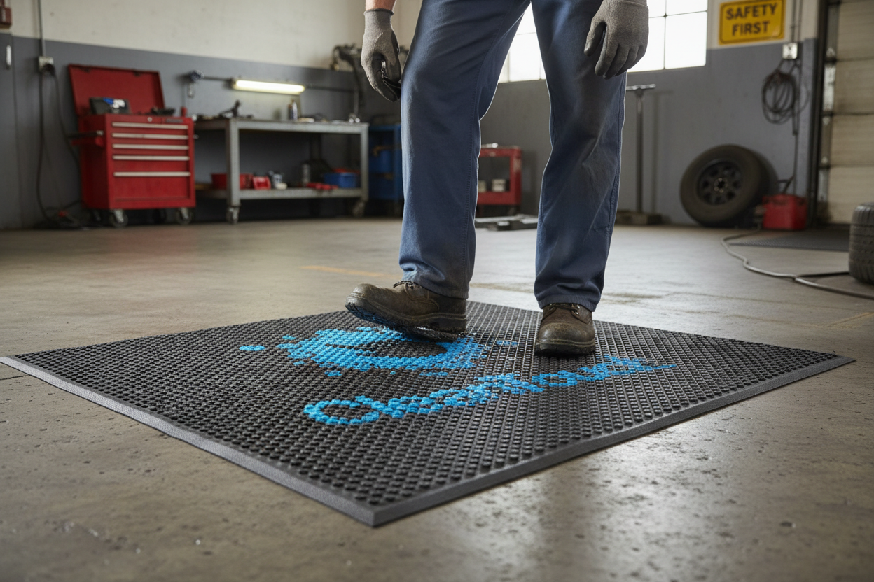 Heavy Duty Rubber Logo Mats with Customizable Design, Slip-Resistant and Durable for Outdoor Use