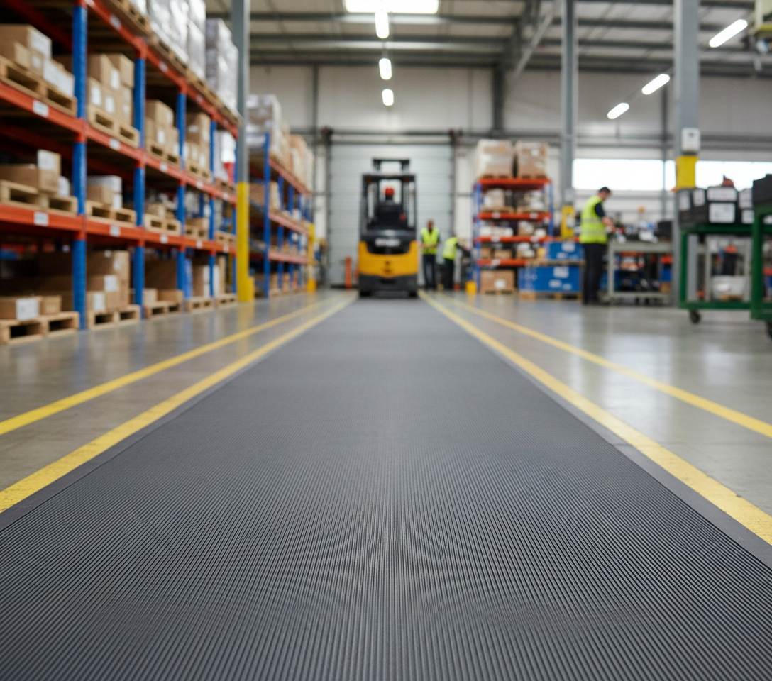 Premium Heavy Duty Rubber Matting - Durable Ribbed Flooring for Enhanced Grip and Safety in Industrial and Commercial Environments