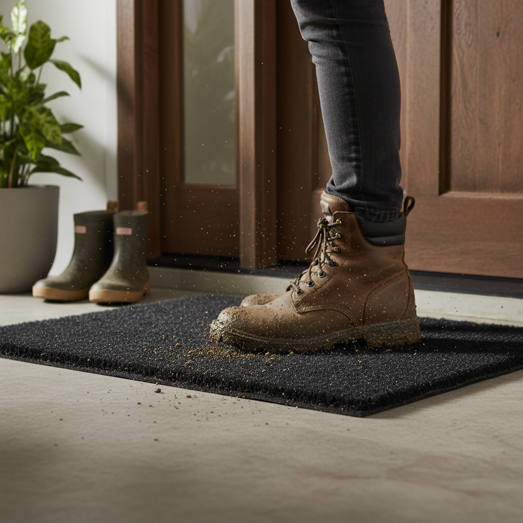 Premium Heavy Duty Black Coir Doormat - Custom Sizing with PVC Backing for Superior Dirt Trapping