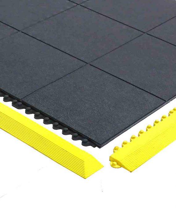 Ramped Edge Strips for Interlocking Rubber Playground Tiles | 1m Long | Yellow or Black | Clip-On Safety Edging